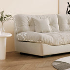 Canapé 3 places en velours beige/gris/rose avec housses de coussin amovibles