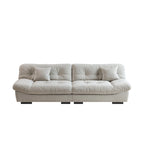 Canapé 3 places en velours beige/gris/rose avec housses de coussin amovibles