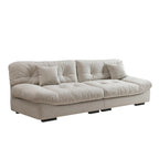Canapé 3 places en velours beige/gris/rose avec housses de coussin amovibles