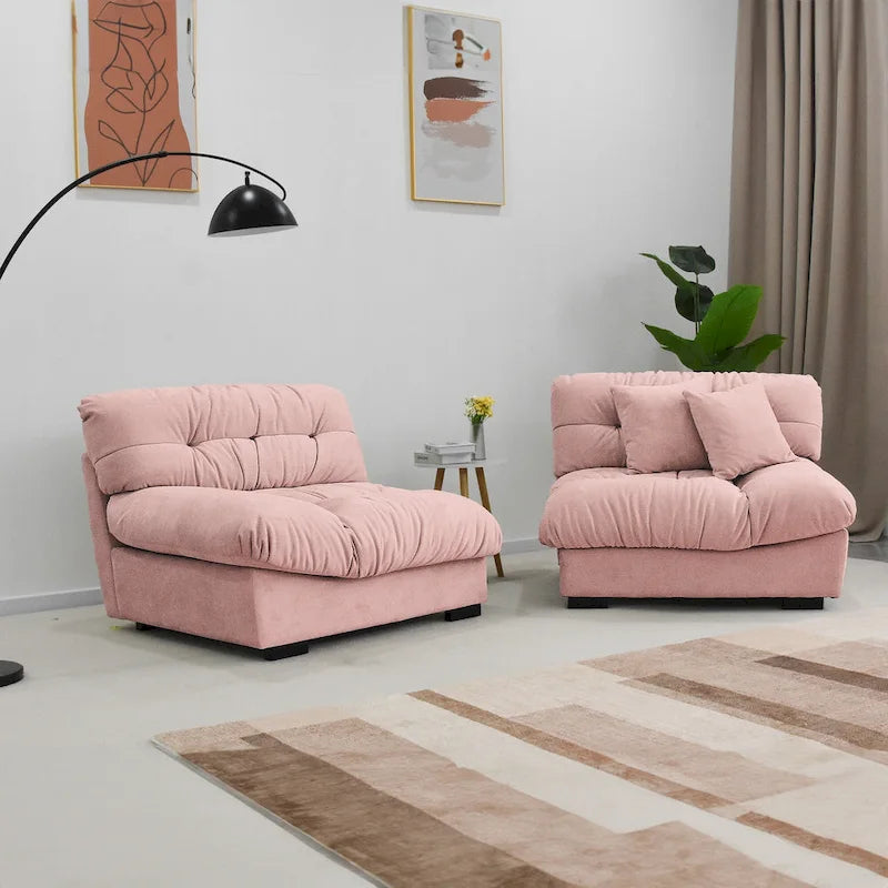 Canapé 3 places en velours beige/gris/rose avec housses de coussin amovibles