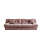 Canapé 3 places en velours beige/gris/rose avec housses de coussin amovibles