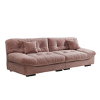 Canapé 3 places en velours beige/gris/rose avec housses de coussin amovibles