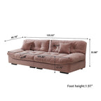 Canapé 3 places en velours beige/gris/rose avec housses de coussin amovibles