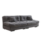 Canapé 3 places en velours beige/gris/rose avec housses de coussin amovibles
