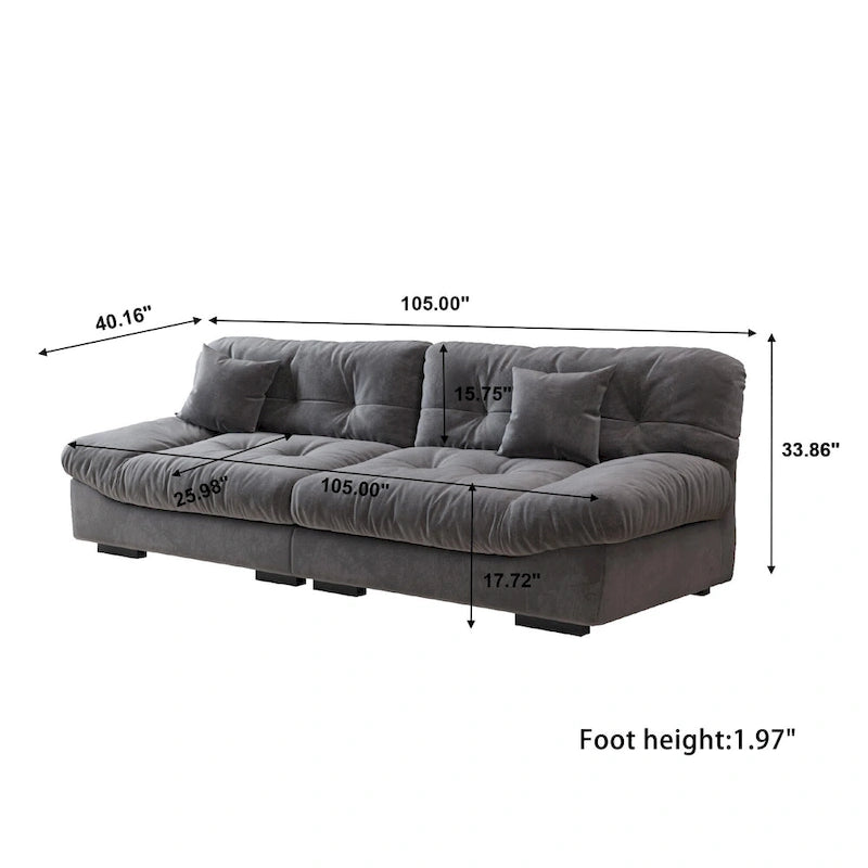 Canapé 3 places en velours beige/gris/rose avec housses de coussin amovibles