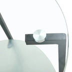 Table d'appoint/table basse ronde à 2 plateaux en verre trempé avec cadre en fer