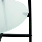 Table d'appoint/table basse ronde à 2 plateaux en verre trempé avec cadre en fer