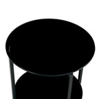 Table d'appoint/table basse ronde à 2 plateaux en verre trempé avec cadre en fer