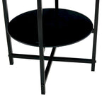 Table d'appoint/table basse ronde à 2 plateaux en verre trempé avec cadre en fer