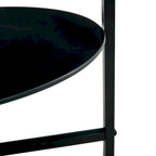 Table d'appoint/table basse ronde à 2 plateaux en verre trempé avec cadre en fer