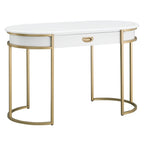 Bureau d'écriture, pieds métalliques ovales blancs/gris, 1 personne