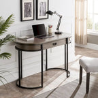 Bureau d'écriture, pieds métalliques ovales blancs/gris, 1 personne