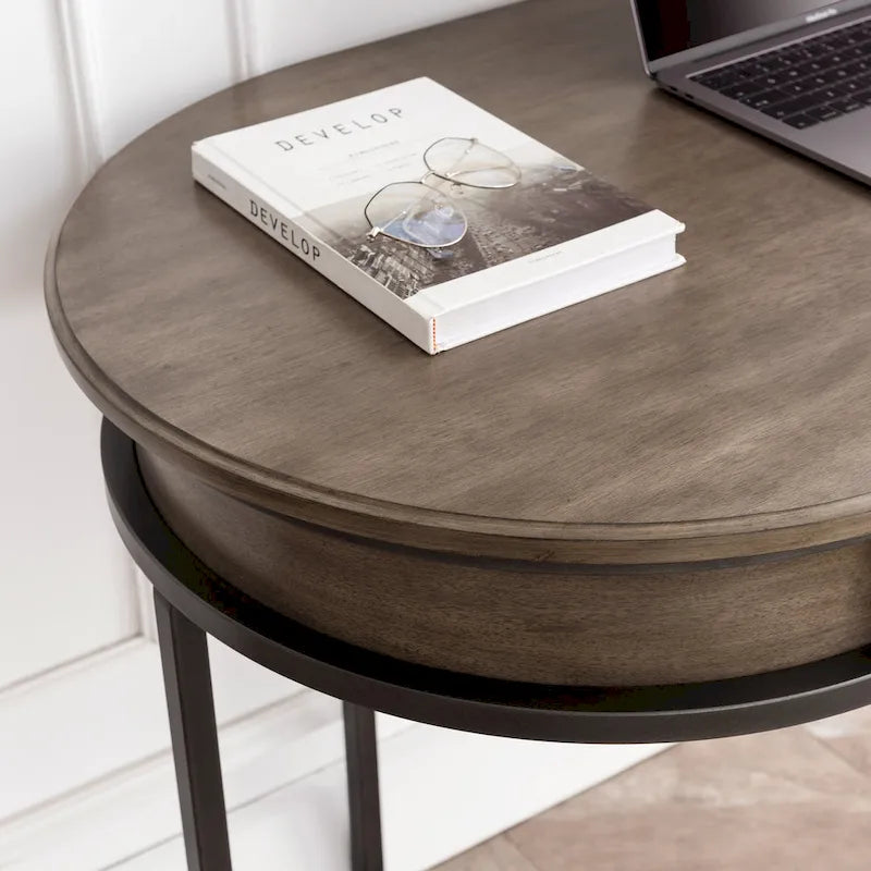 Bureau d'écriture, pieds métalliques ovales blancs/gris, 1 personne