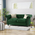 Causeuse capitonnée Chesterfield – Mûre / Bleu marine / Émeraude / Beige / Gris foncé – Tissu – 2 places