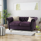 Causeuse capitonnée Chesterfield – Mûre / Bleu marine / Émeraude / Beige / Gris foncé – Tissu – 2 places