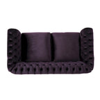 Causeuse capitonnée Chesterfield – Mûre / Bleu marine / Émeraude / Beige / Gris foncé – Tissu – 2 places