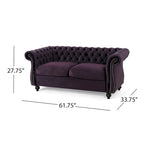 Causeuse capitonnée Chesterfield – Mûre / Bleu marine / Émeraude / Beige / Gris foncé – Tissu – 2 places