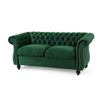 Causeuse capitonnée Chesterfield – Mûre / Bleu marine / Émeraude / Beige / Gris foncé – Tissu – 2 places