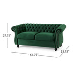 Causeuse capitonnée Chesterfield – Mûre / Bleu marine / Émeraude / Beige / Gris foncé – Tissu – 2 places