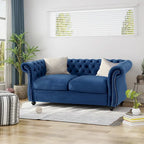 Causeuse capitonnée Chesterfield – Mûre / Bleu marine / Émeraude / Beige / Gris foncé – Tissu – 2 places