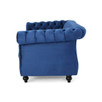 Causeuse capitonnée Chesterfield – Mûre / Bleu marine / Émeraude / Beige / Gris foncé – Tissu – 2 places