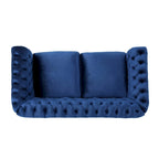 Causeuse capitonnée Chesterfield – Mûre / Bleu marine / Émeraude / Beige / Gris foncé – Tissu – 2 places