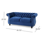 Causeuse capitonnée Chesterfield – Mûre / Bleu marine / Émeraude / Beige / Gris foncé – Tissu – 2 places