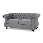 Causeuse capitonnée Chesterfield – Mûre / Bleu marine / Émeraude / Beige / Gris foncé – Tissu – 2 places