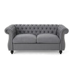 Causeuse capitonnée Chesterfield – Mûre / Bleu marine / Émeraude / Beige / Gris foncé – Tissu – 2 places
