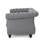 Causeuse capitonnée Chesterfield – Mûre / Bleu marine / Émeraude / Beige / Gris foncé – Tissu – 2 places