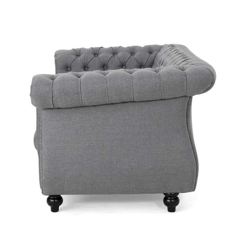 Causeuse capitonnée Chesterfield – Mûre / Bleu marine / Émeraude / Beige / Gris foncé – Tissu – 2 places