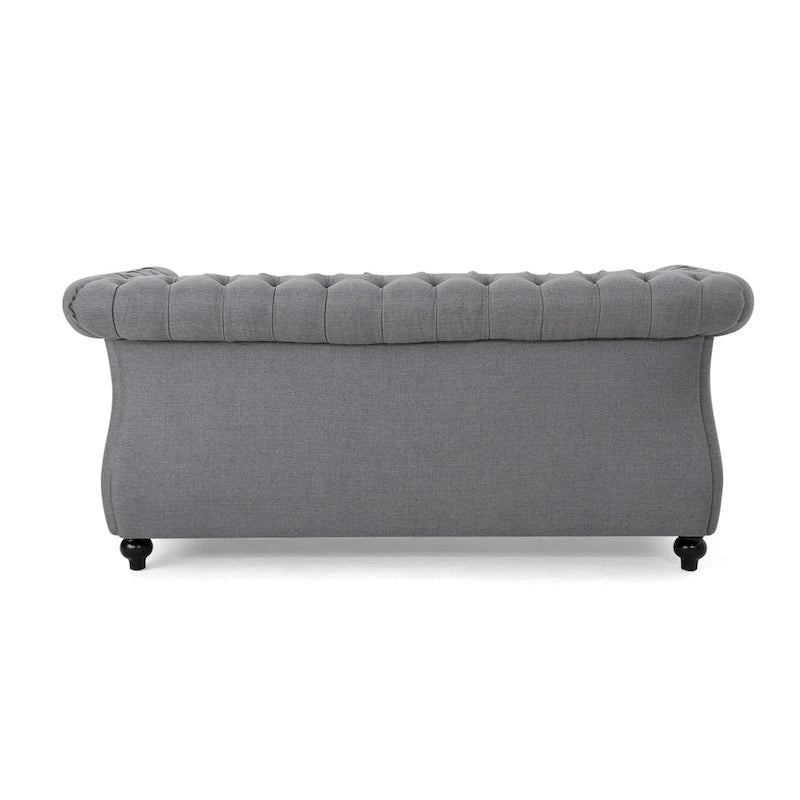 Causeuse capitonnée Chesterfield – Mûre / Bleu marine / Émeraude / Beige / Gris foncé – Tissu – 2 places