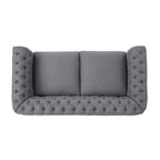 Causeuse capitonnée Chesterfield – Mûre / Bleu marine / Émeraude / Beige / Gris foncé – Tissu – 2 places