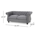 Causeuse capitonnée Chesterfield – Mûre / Bleu marine / Émeraude / Beige / Gris foncé – Tissu – 2 places
