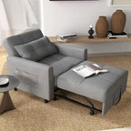 Canapé-lit convertible 3-en-1 gris foncé/gris clair, fauteuil inclinable, une place
