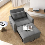 Canapé-lit convertible 3-en-1 gris foncé/gris clair, fauteuil inclinable, une place
