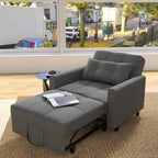 Canapé-lit convertible 3-en-1 gris foncé/gris clair, fauteuil inclinable, une place