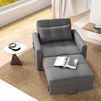 Canapé-lit convertible 3-en-1 gris foncé/gris clair, fauteuil inclinable, une place