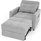 Canapé-lit convertible 3-en-1 gris foncé/gris clair, fauteuil inclinable, une place