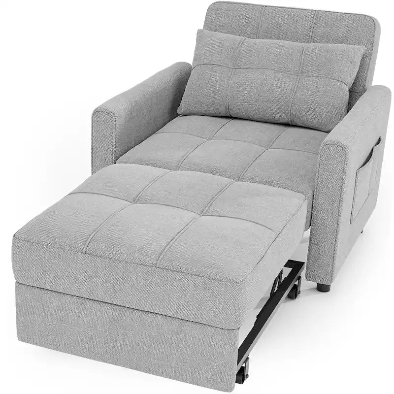 Canapé-lit convertible 3-en-1 gris foncé/gris clair, fauteuil inclinable, une place