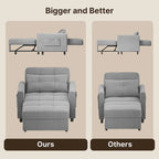Canapé-lit convertible 3-en-1 gris foncé/gris clair, fauteuil inclinable, une place