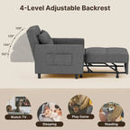Canapé-lit convertible 3-en-1 gris foncé/gris clair, fauteuil inclinable, une place