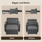 Canapé-lit convertible 3-en-1 gris foncé/gris clair, fauteuil inclinable, une place