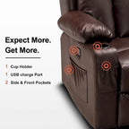 Canapé inclinable électrique en similicuir marron foncé / noir / blanc crème, 2-3 places