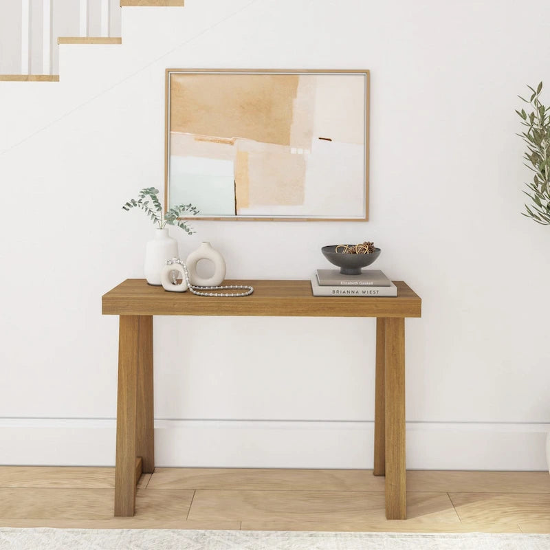 Table console style classique Blanc / Noyer US – 46 po