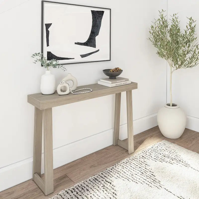 Table console style classique Blanc / Noyer US – 46 po