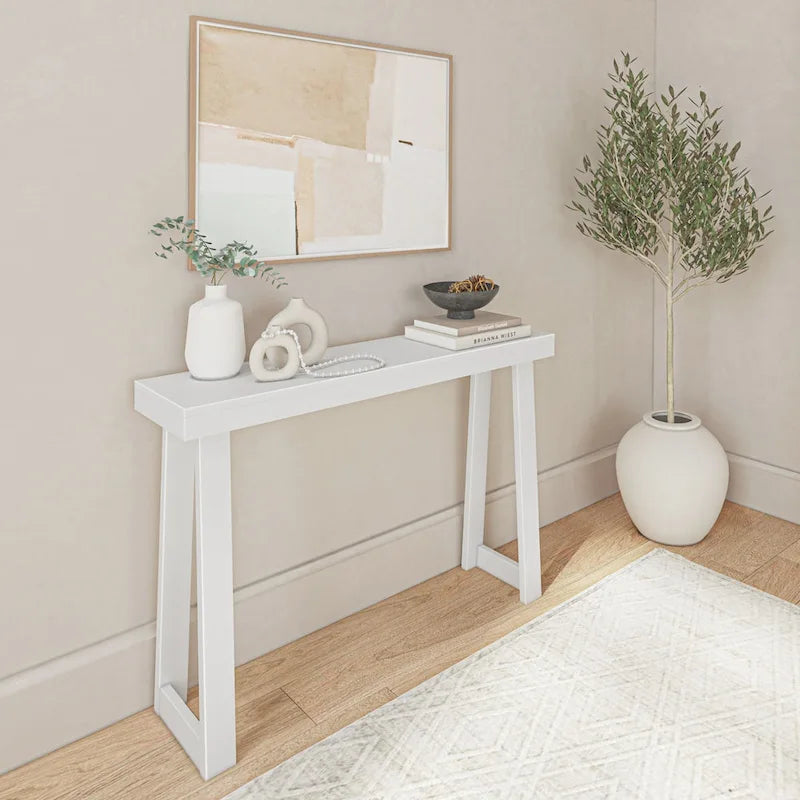 Table console style classique Blanc / Noyer US – 46 po