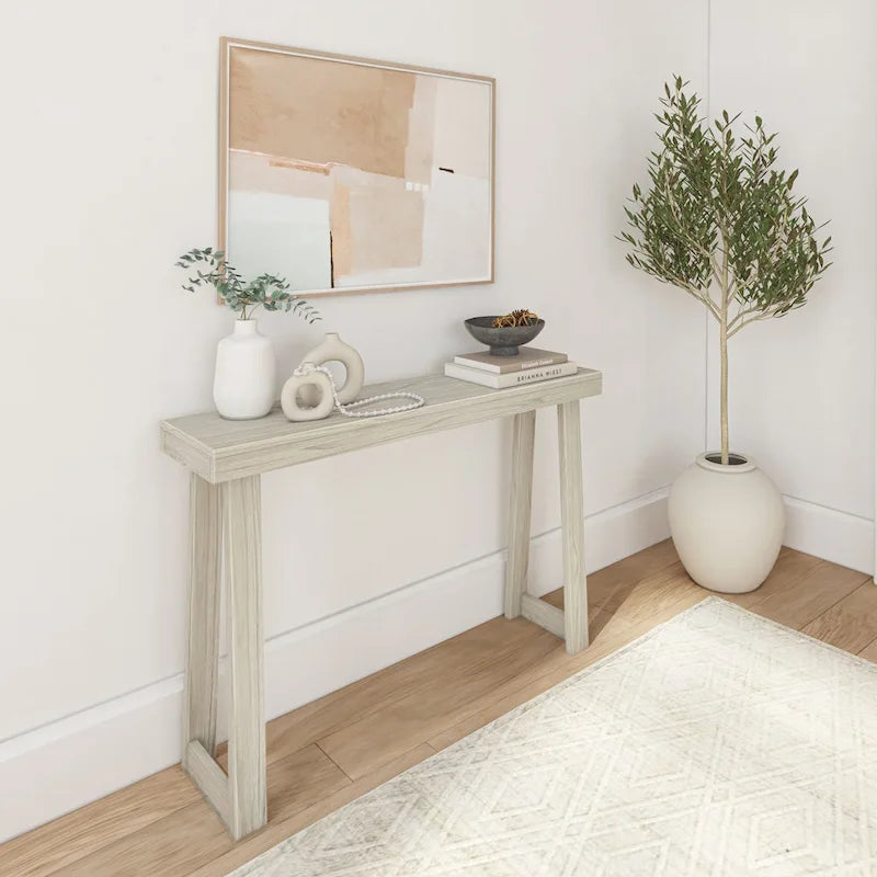 Table console style classique Blanc / Noyer US – 46 po
