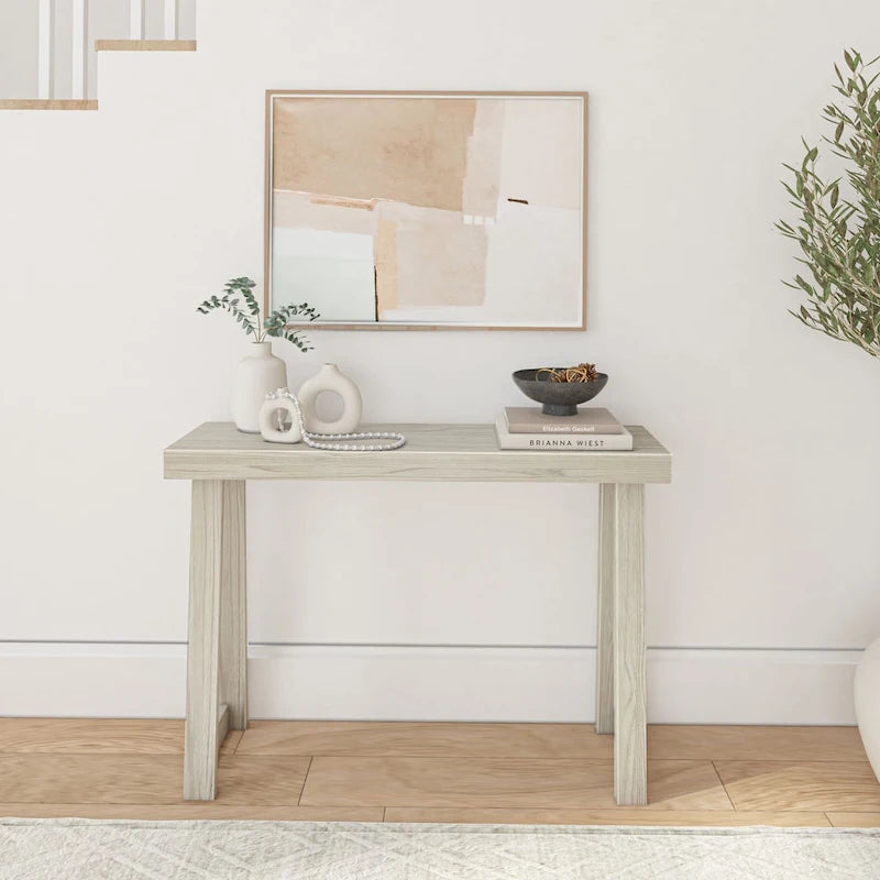 Table console style classique Blanc / Noyer US – 46 po