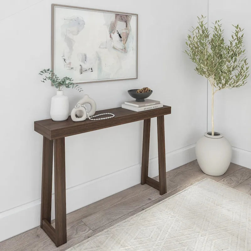 Table console style classique Blanc / Noyer US – 46 po
